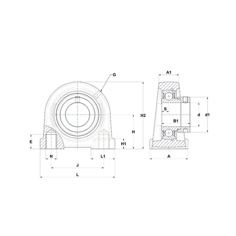 SNR ESPA211 Threaded Base Small Footprint Metric Pillow / Plummer Block Housing with Eccentric Collar Insert 55mm Bore - Allow 2-3 Days