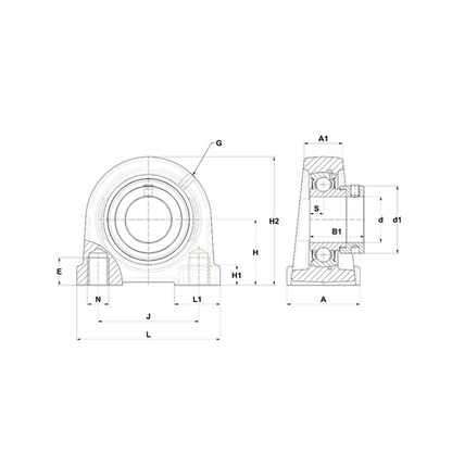 SNR ESPA211 Threaded Base Small Footprint Metric Pillow / Plummer Block Housing with Eccentric Collar Insert 55mm Bore - Allow 2-3 Days
