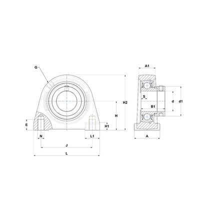 SNR ESPAE208 Threaded Base Small Footprint Metric Pillow / Plummer Block Housing with Eccentric Collar Insert 40mm Bore - Allow 2-3 Days