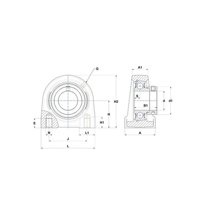 SNR ESPG209N Threaded Base Small Footprint Metric Pillow / Plummer Block Housing Supplied with Eccentric Collar Insert 45mm Bore - Allow 2-3 Days