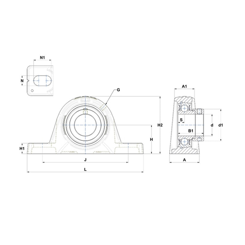 SNR ESPLE207 Metric Cast Iron Two Bolt Pillow / Plummer Block Housing with 35mm Eccentric Collar Insert - Allow 2-3 Days