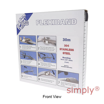 FB09B 304 Stainless Steel Jubilee Flexiband Width 9mm / 3/8 inch Length 30m Roll ONLY