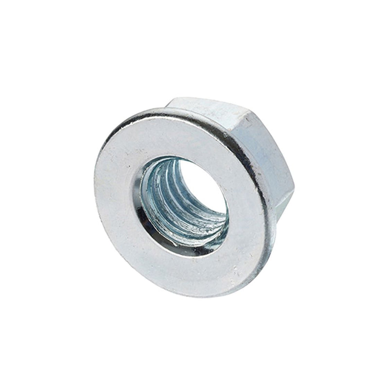 Unifix M6x10 - Class 6 Steel Unserrated Flange Nut DIN 6923 with 1mm Pitch and Bright Zinc Plated Finish - Allow 2-3 Days