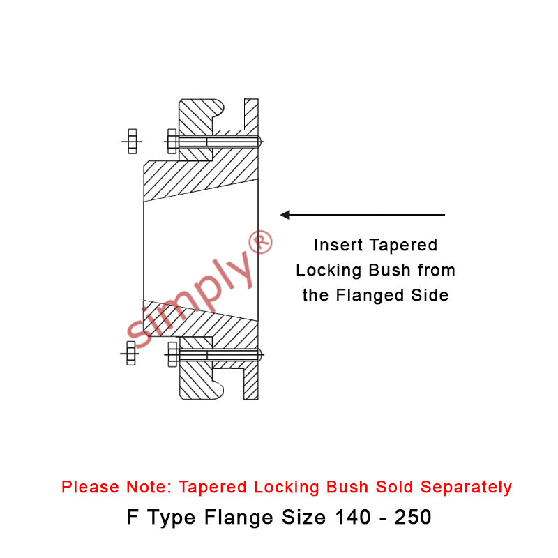 Major Brand F160F-MB Drive Coupling Inner Tapered Locking Bush Type Max Bush Bore 115mm / 4-1/2 inch