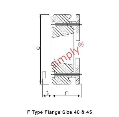 Major Brand F40F-MB Drive Coupling Inner Tapered Locking Bush Type Max Bush Bore 25mm / 1 inch