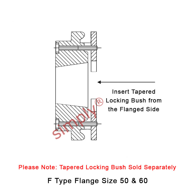 Major Brand F50F-MB Drive Coupling Inner Tapered Locking Bush Type Max Bush Bore 32mm / 1-1/4 inch