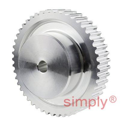 P48-5M-25 - 5mm Pitch 48 Tooth Flangeless HTD Type Aluminium Pilot Bore Timing Pulley for 25mm Wide Belts