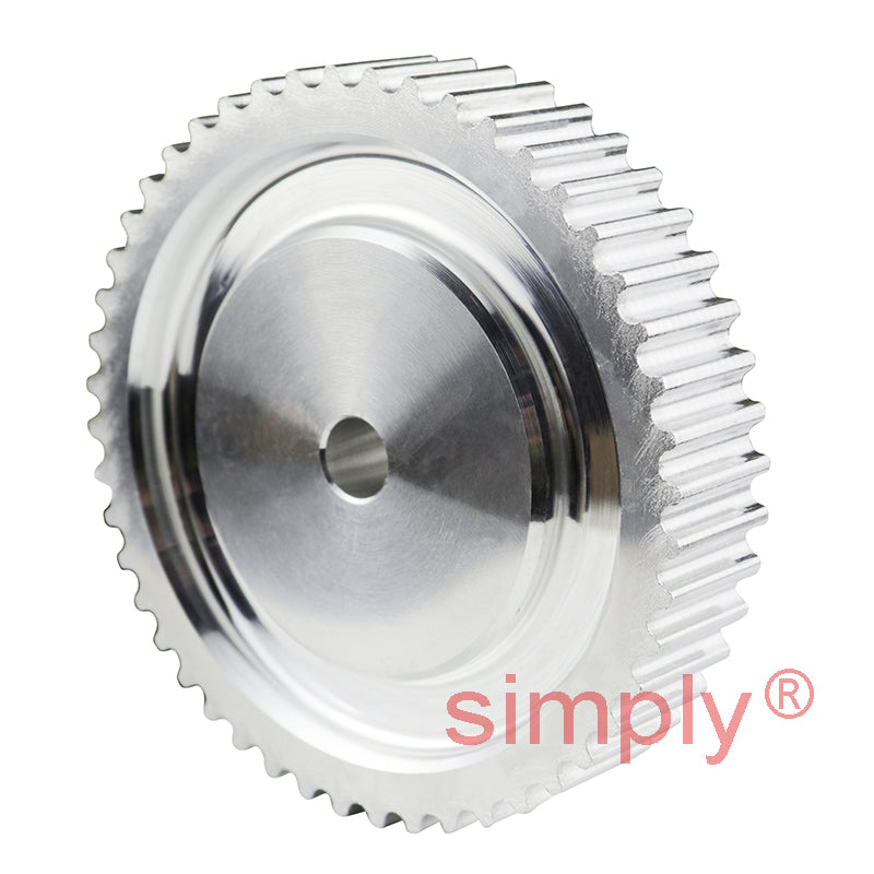 P48-5M-25 - 5mm Pitch 48 Tooth Flangeless HTD Type Aluminium Pilot Bore Timing Pulley for 25mm Wide Belts