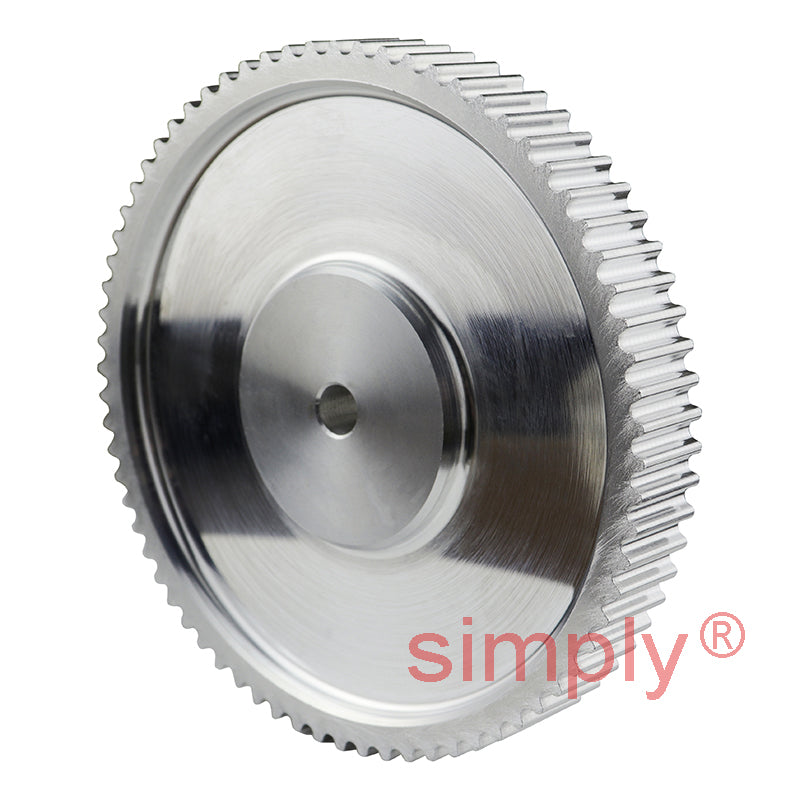 P72-5M-25 - 5mm Pitch 72 Tooth Flangeless HTD Type Aluminium Pilot Bore Timing Pulley for 25mm Wide Belts