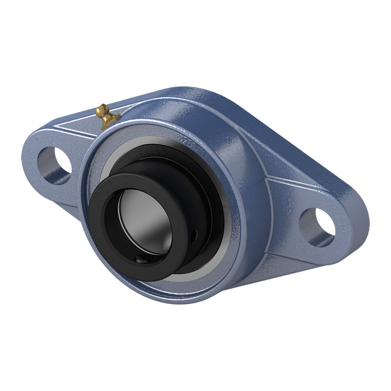 HCFL214 Metric Two Bolt Cast Iron Oval Housing with 70mm Eccentric Collar Insert