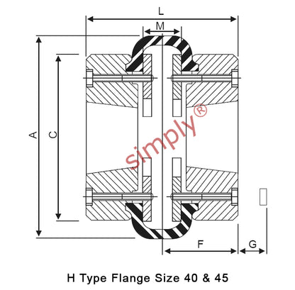 Major Brand F40H/F40H Outer Facing Taper Bores Type Tyre Drive Coupling Assembly with Natural Rubber Tyre