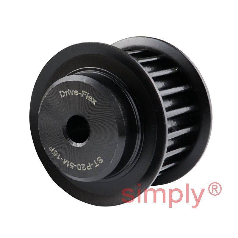 P20-5M-15F - 5mm Pitch 20 Tooth Flanged HTD Type Steel Pilot Bore Timing Pulley for 15mm Wide Belts