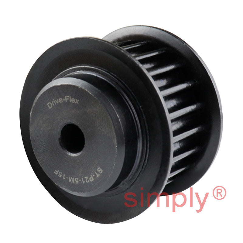 Drive-Flex P21-5M-15F - 5mm Pitch 21 Tooth Flanged HTD Type Steel Pilot Bore Timing Pulley for 15mm Wide Belts