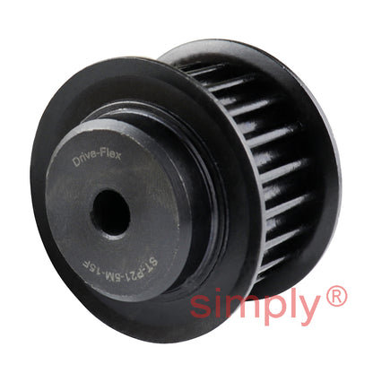 Drive-Flex P21-5M-15F - 5mm Pitch 21 Tooth Flanged HTD Type Steel Pilot Bore Timing Pulley for 15mm Wide Belts