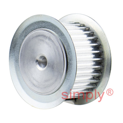 P32-3M-15F - 3mm Pitch 32 Tooth Flanged HTD Type Aluminium Pilot Bore Timing Pulley for 15mm Wide Belts