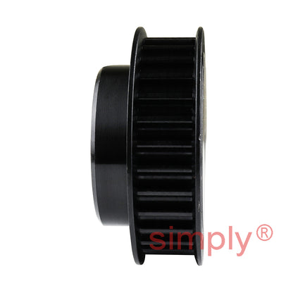 P32-5M-09F - 5mm Pitch 32 Tooth Flanged HTD Type Steel Pilot Bore Timing Pulley for 9mm Wide Belts