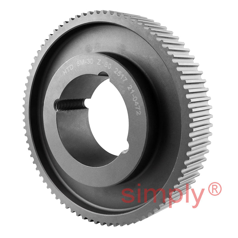 Drive-Flex TL80-8M-30 - 8mm Pitch 80 Tooth Flangeless HTD Type Cast Iron Taper Bore Timing Pulley for 30mm Wide Belts