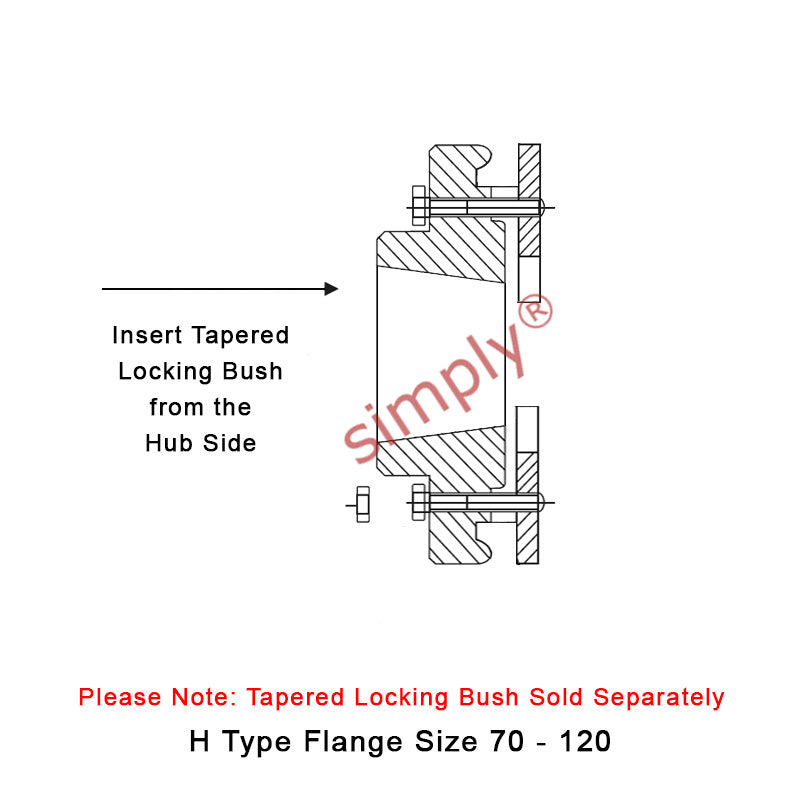 Major Brand F100H-MB Drive Coupling Outer Tapered Locking Bush Type Max Bush Bore 60mm / 2-1/2 inch