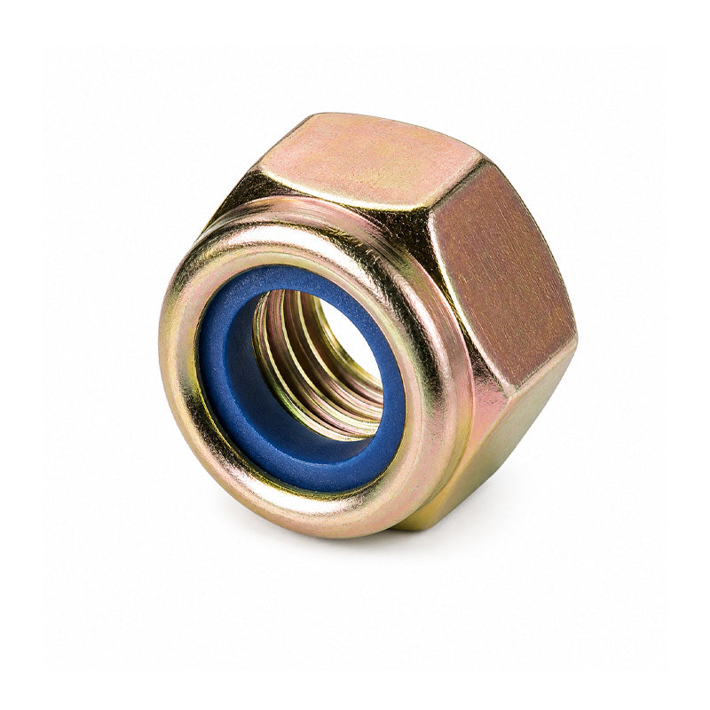 Unifix M10x17 - Class 8 Steel Insert Nut DIN 982 with 1.5mm Pitch and Zinc and Yellow Finish - Allow 2-3 Days