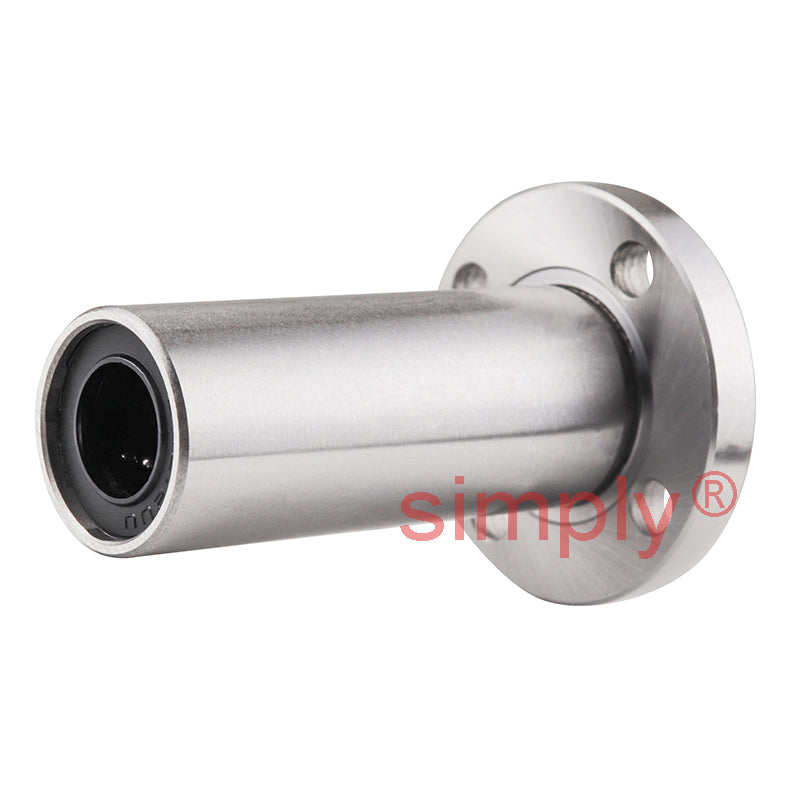 LMEF12LUU Long Round Flanged Linear Ball Bushing with Rubber Seals and Resin Retainer 12x22x60mm