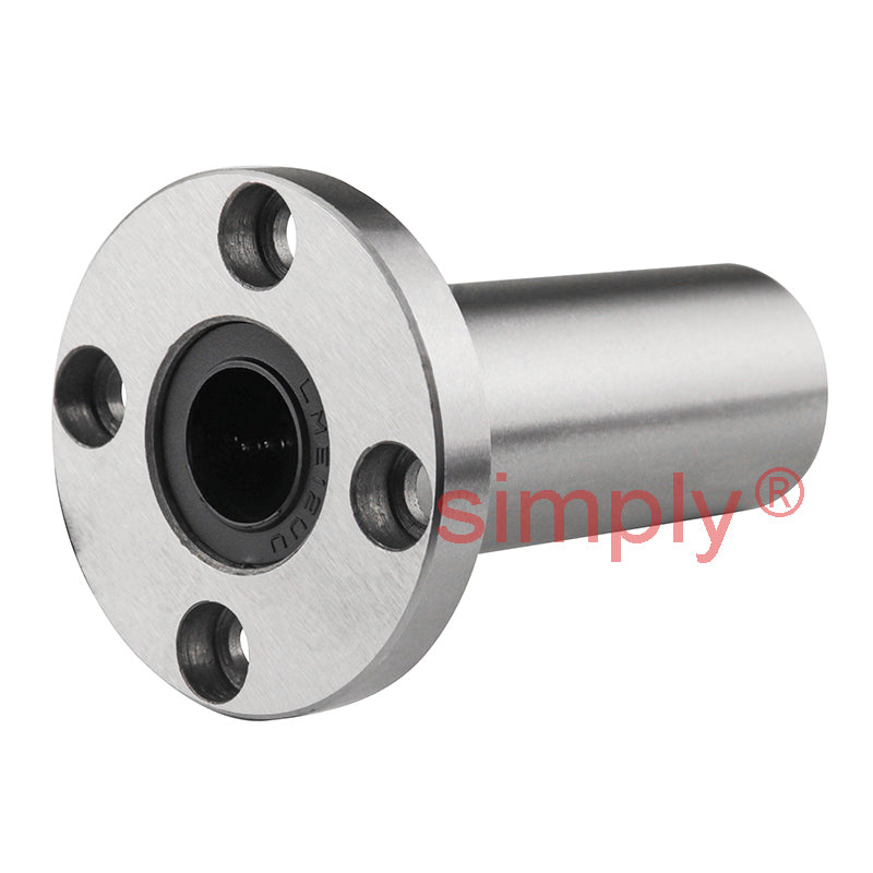 LMEF12LUU Long Round Flanged Linear Ball Bushing with Rubber Seals and Resin Retainer 12x22x60mm