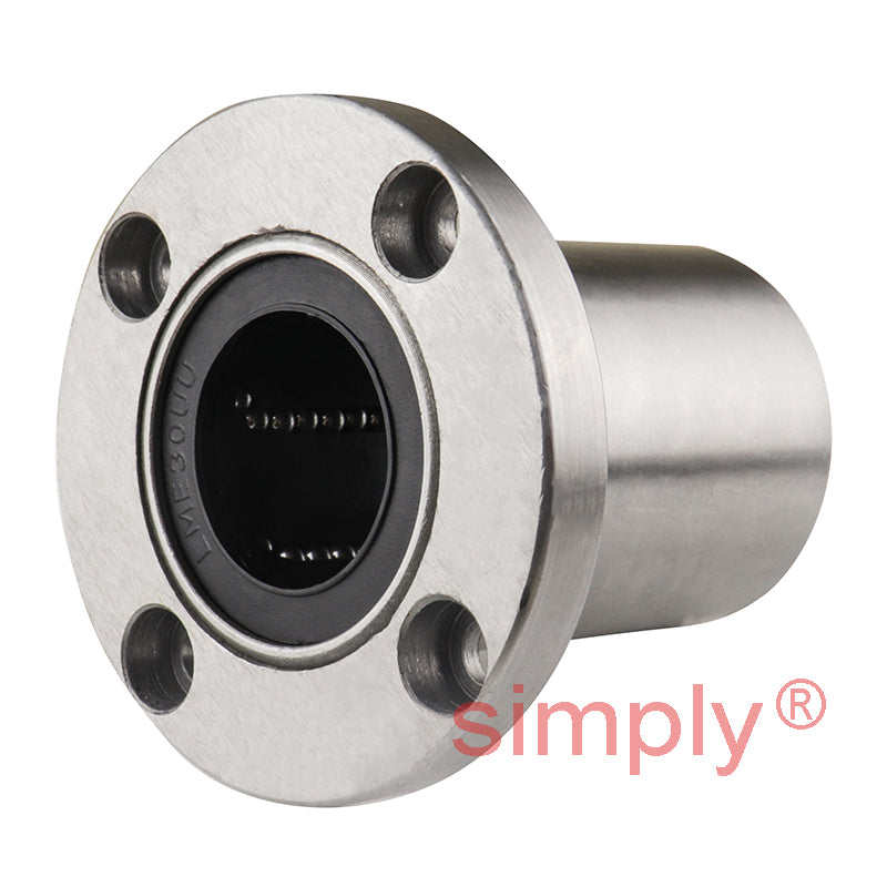 LMEF30UU Round Flanged Linear Ball Bushing with Rubber Seals and Resin Retainer 30x47x68mm