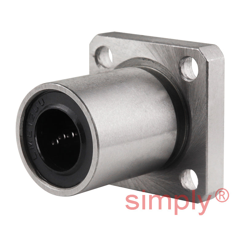 LMEK12UU Square Flanged Linear Ball Bushing with Rubber Seals and Resin Retainer 12x22x32mm