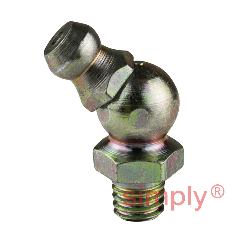 M6x1 Metric Tapered DIN Head-forming Thread Hardened Mild Steel Zinc Plated 45 deg Hydraulic Grease Nipples 