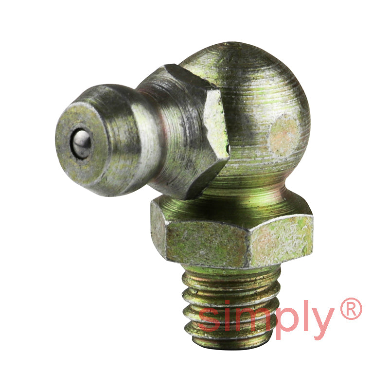 M6x1 Metric Tapered DIN Head-forming Thread Hardened Mild Steel Zinc Plated 90 deg Hydraulic Grease Nipples - Pack of 500
