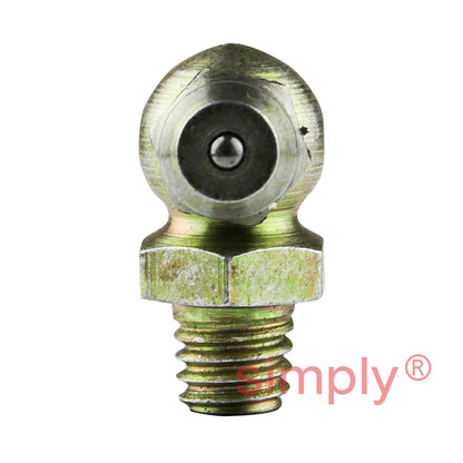 M8x1 Metric Tapered Hardened Mild Steel Zinc Plated 90 deg Hydraulic Grease Nipples 