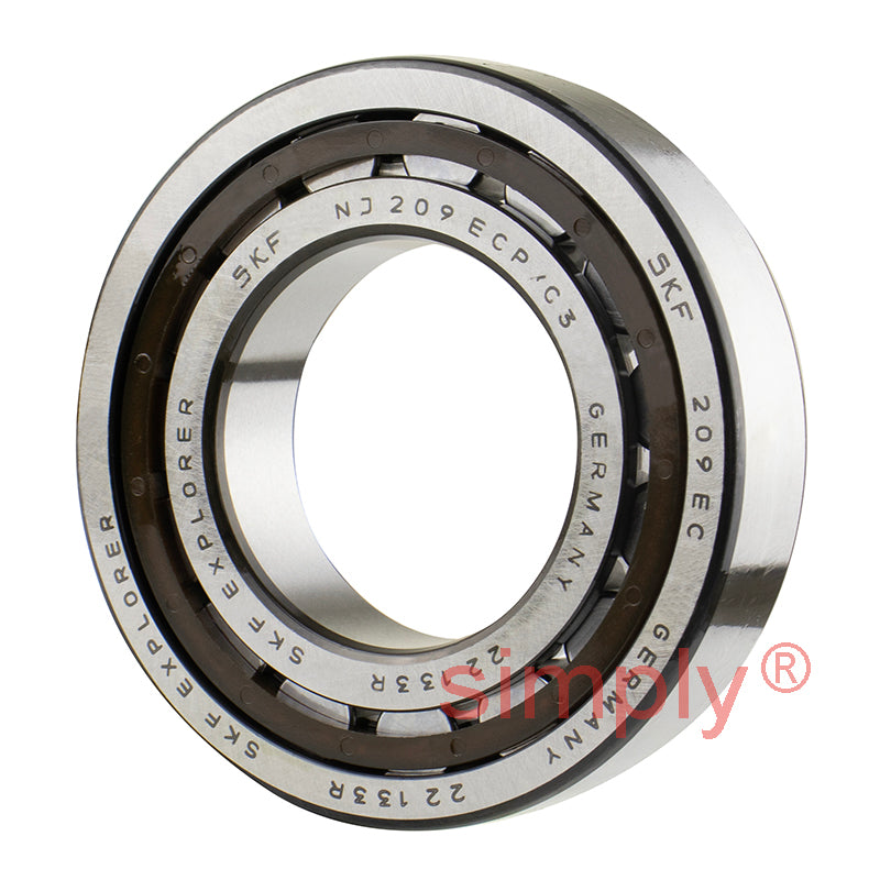SKF NJ209ECPC3 Single Row Cylindrical Roller Bearing with Polyamide Cage 45x85x19mm