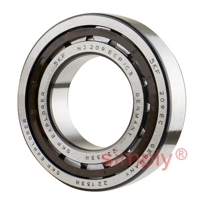 SKF NJ209ECPC3 Single Row Cylindrical Roller Bearing with Polyamide Cage 45x85x19mm