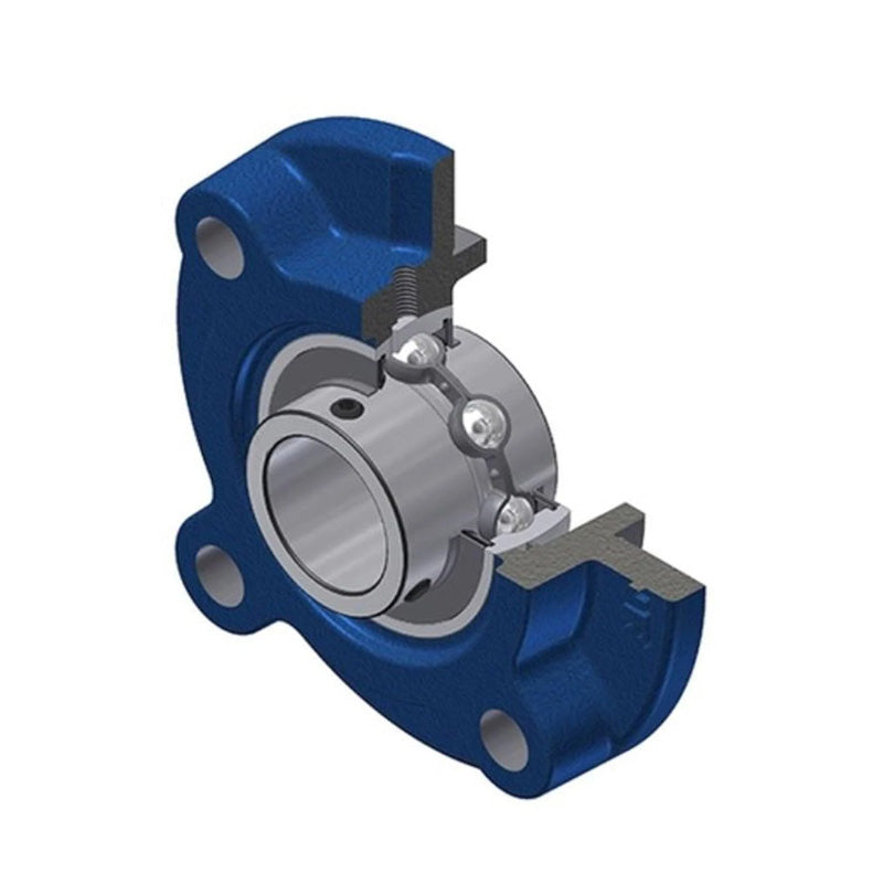 NTN C-UCF210-114D1 Imperial Four Bolt Square Cast Iron Flange Housing with 1-7/8 inch Bore Insert with Cast Iron Cover - Open Version - Allow 2-3 Days