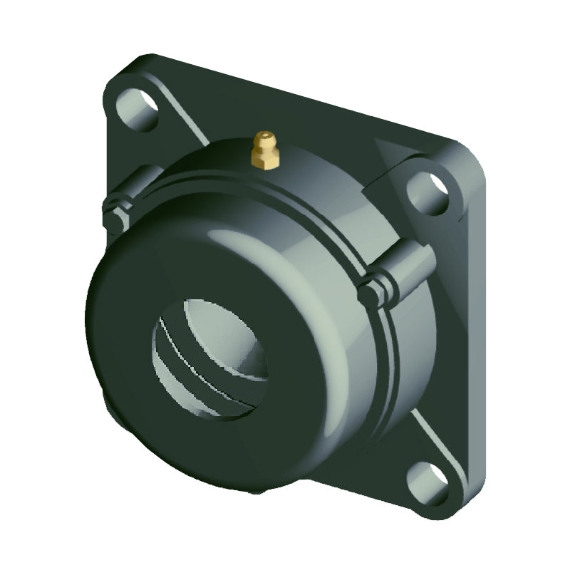 NTN C-UCFX14-210D1 Imperial Four Bolt Square Cast Iron Flange Housing with 2-5/8 inch Bore Insert with Cast Iron Cover - Open Version - Allow 2-3 Days