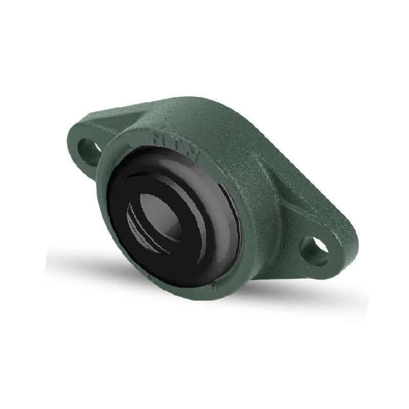 NTN S-UCFL208-108D1 Imperial Two Bolt Oval Cast Iron Flange Housing with 1-1/2 inch Bore Insert with Steel Plate Cover - Open Version - Allow 2-3 Days