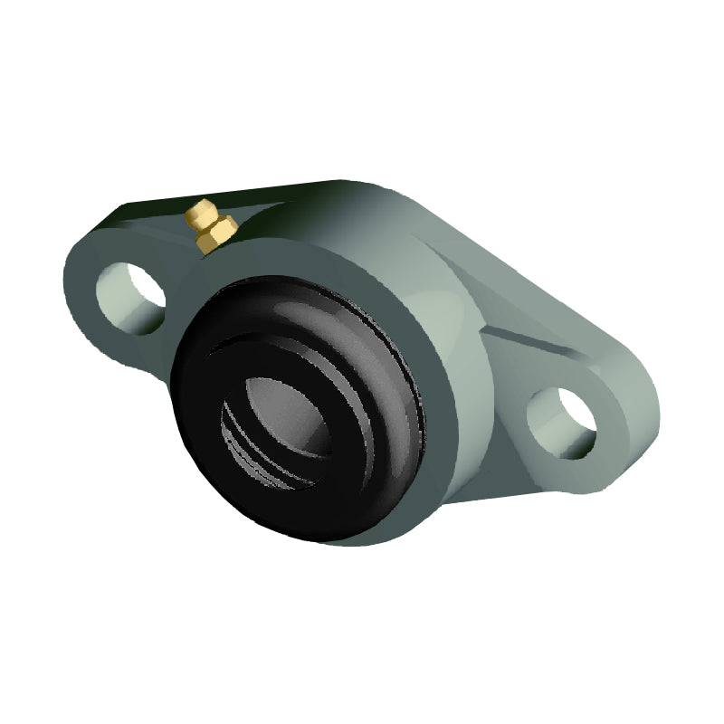 NTN S-UCFLX06-102D1 Imperial Two Bolt Oval Cast Iron Flange Housing with 1-1/8 inch Bore Insert with Steel Plate Cover - Open Version - Allow 2-3 Days