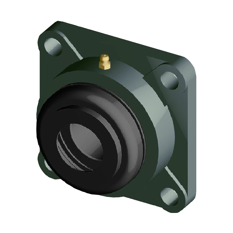 NTN S-UCFX07-106D1 Imperial Four Bolt Square Cast Iron Flange Housing with 1-3/8 inch Bore Insert with Steel Plate Cover - Open Version - Allow 2-3 Days