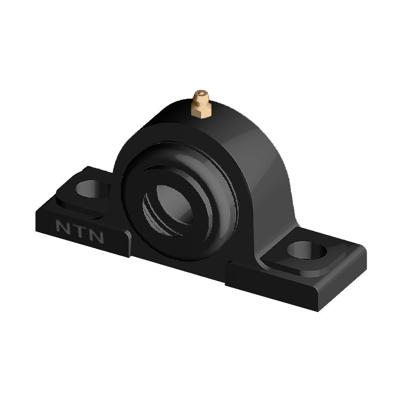 NTN S-UCPX12-207D1 Imperial Cast Iron Two Bolt Pillow / Plummer Block Housing with 2-7/16 inch Bore Insert with Steel Plate Cover - Open Version - Allow 2-3 Days