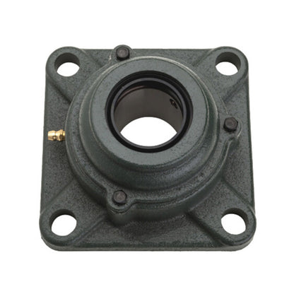 NTN S-UKF206ED1/HE2306X Imperial Four Bolt Square Cast Iron Housing with Steel Plate Cover - Open Version - Insert and Adaptor Sleeve Fits 1 inch Shaft - Allow 2-3 Days