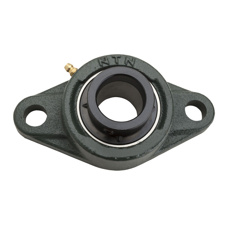 NTN M-UELFL208D1 Metric Two Bolt Cast Iron Oval Housing with 40mm Bore Eccentric Collar Insert - Allow 2-3 Days