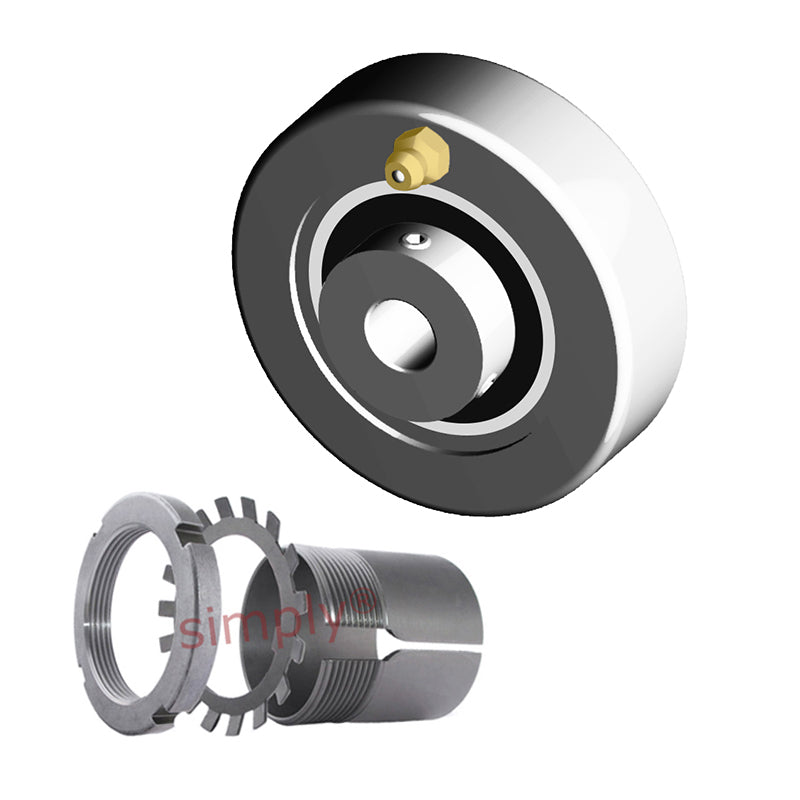 NTN UKC211D1/H2311X Metric Cast Iron Cartridge Unit with Adaptor Sleeve Mounted and 50mm Bore Insert 125mm Outside Dia - Allow 2-3 Days