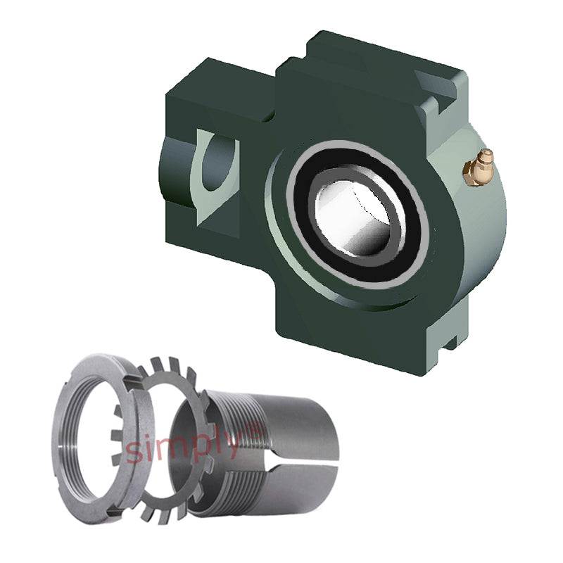 NTN UKT212D1/H2312X Metric Cast Iron Take Up Unit Insert and Adaptor Sleeve Fits 55mm Shaft - Allow 2-3 Days