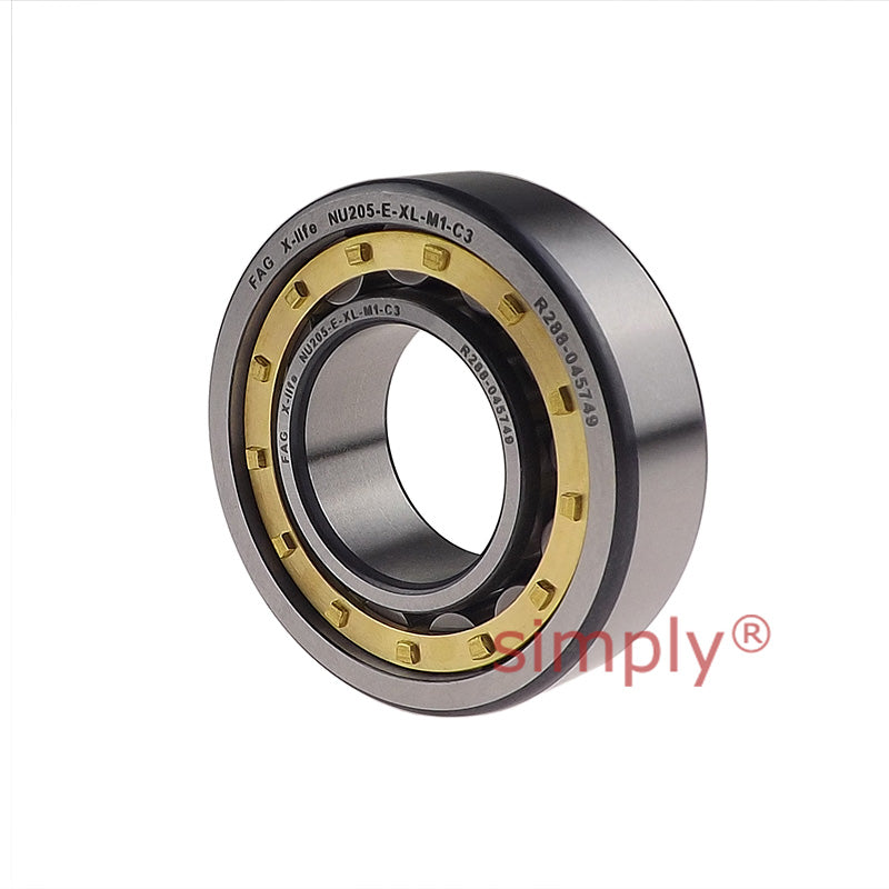 FAG NU205EM1C3 X-life Single Row Cylindrical Roller Bearing with Brass Cage 25x52x15mm