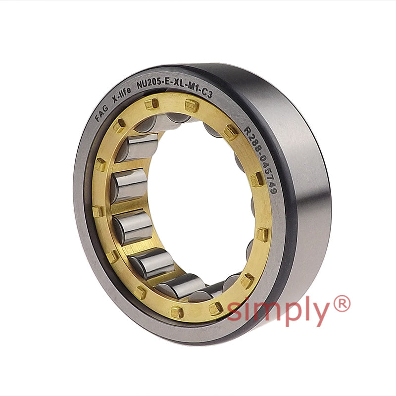 FAG NU205EM1C3 X-life Single Row Cylindrical Roller Bearing with Brass Cage 25x52x15mm