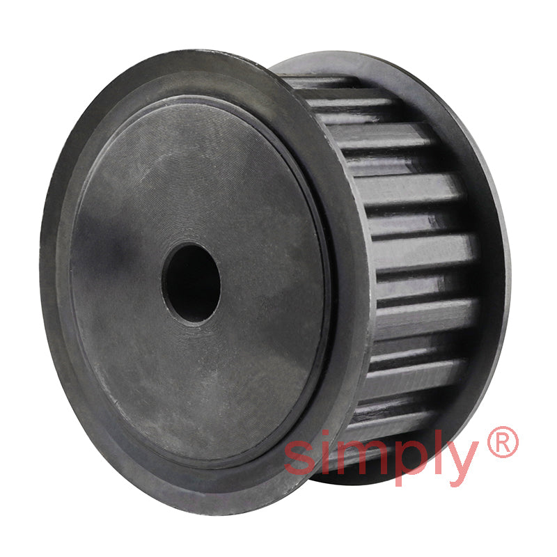 P27-H-100F - 1/2 inch Pitch 27 Tooth Flanged Pilot Bored Steel Timing Pulley for 1 inch Wide Belts