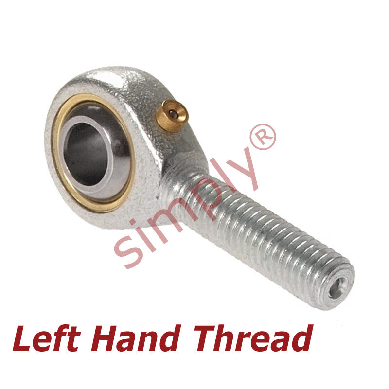 Budget POS12L Left Hand Steel / Bronze Lined Plain Male Rod End 12mm Bore M12x1.75 Thread