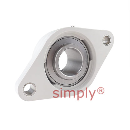 RHP PSFT25CR Thermo Plastic Two Bolt Oval Flange Housing with 25mm Bore Stainless Insert - Allow 2-3 Days