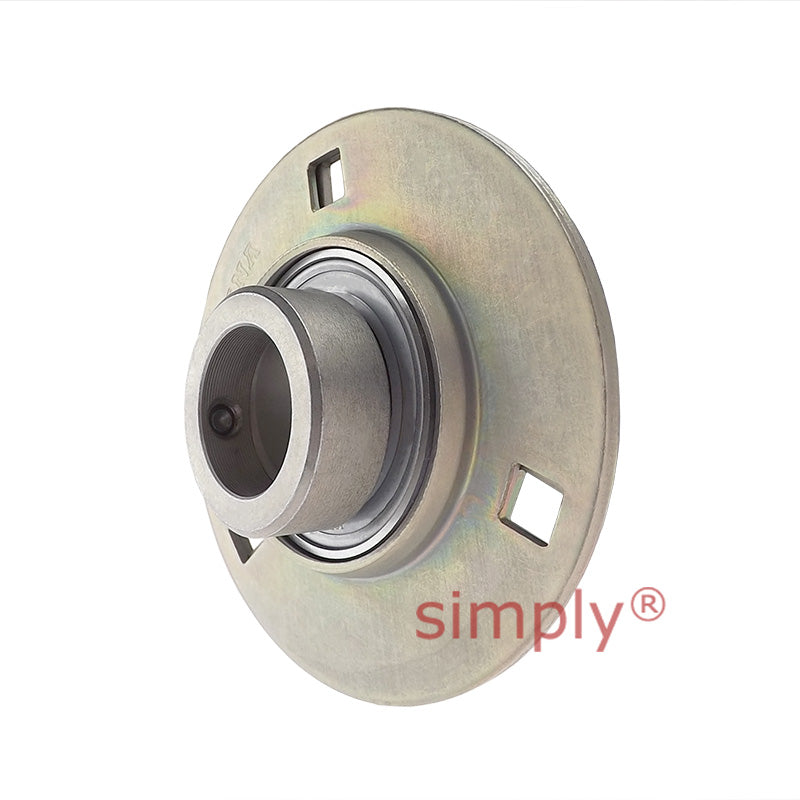 INA GRRY30VA Three Bolt Sheet Steel Round Housing with Grub Screw Insert and Anti-Corrosion Protection 30mm Bore
