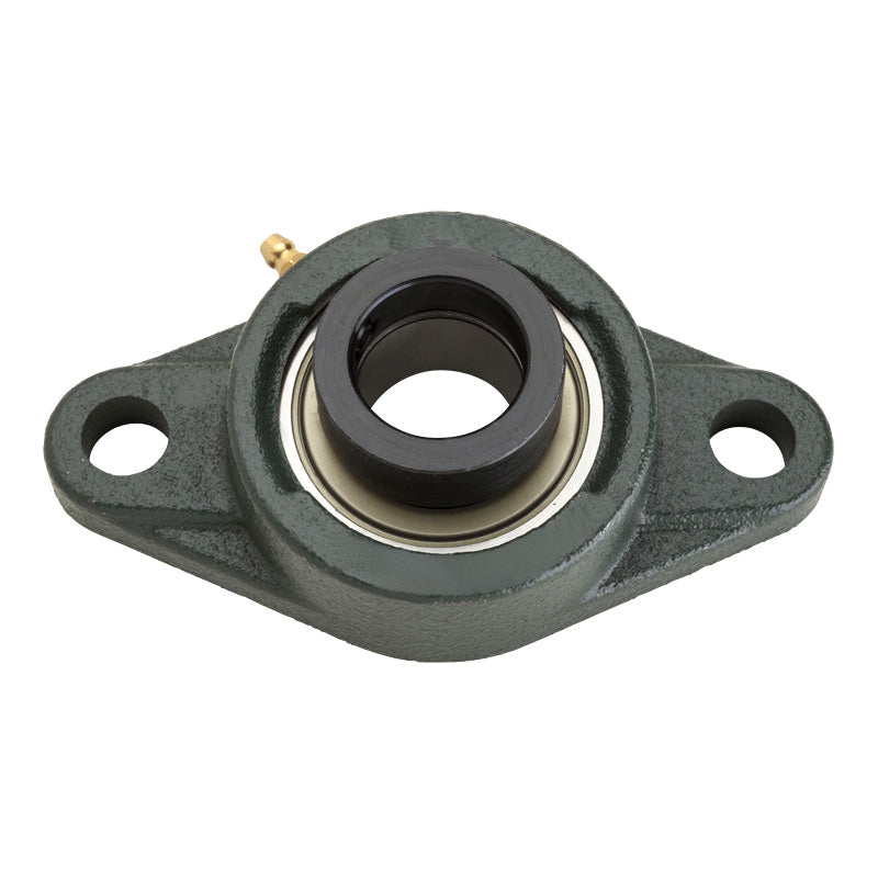 SAFL201S Metric Two Bolt Oval Cast Iron Flange Housing with 12mm Bore Insert with Locking Collar