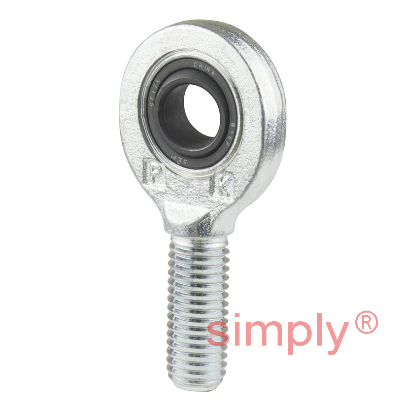 SKF SAL12E Left Hand Steel / Steel Plain Male Rod End M12 Thread